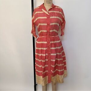 Red and Cream Striped Dress